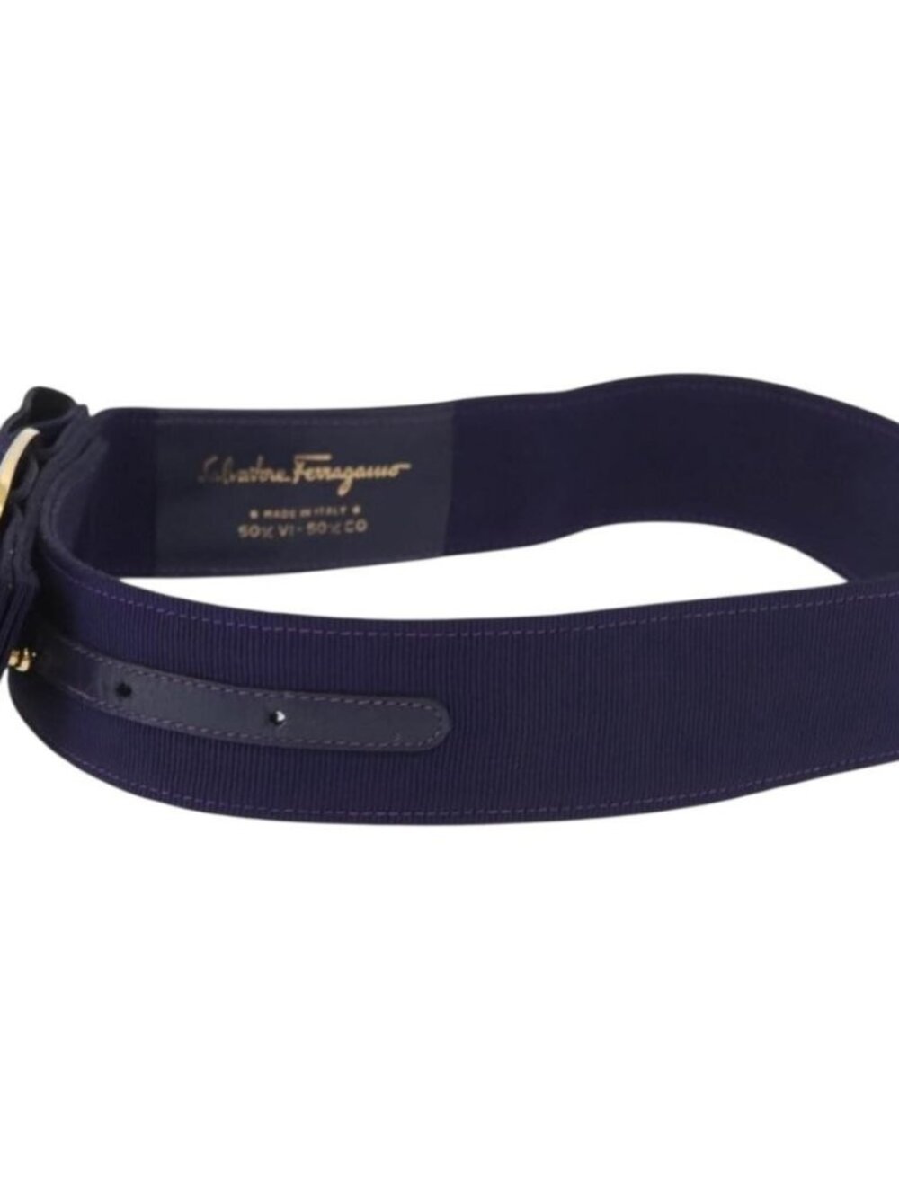 Salvatore Ferragamo Vara Ribbon Belt Canvas 29.5"" Purple Gold Auth BA13266 - Picture 3 of 9